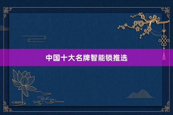 中国十大名牌智能锁推选